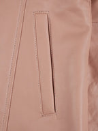 Kandis Women Pink Real Leather Car Coat