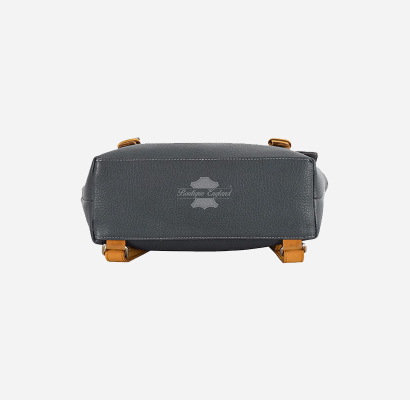 Grey Vintage Leather Backpack  iPad Friendly Shoulder Bag