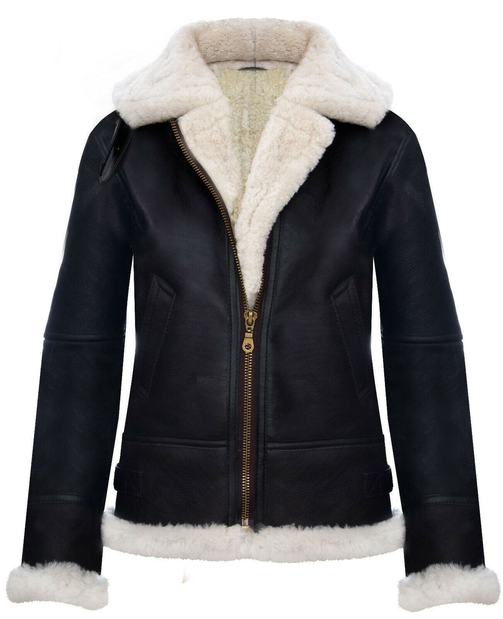 Womens Hooded Sheepskin Flying Leather Jacket-Palermo