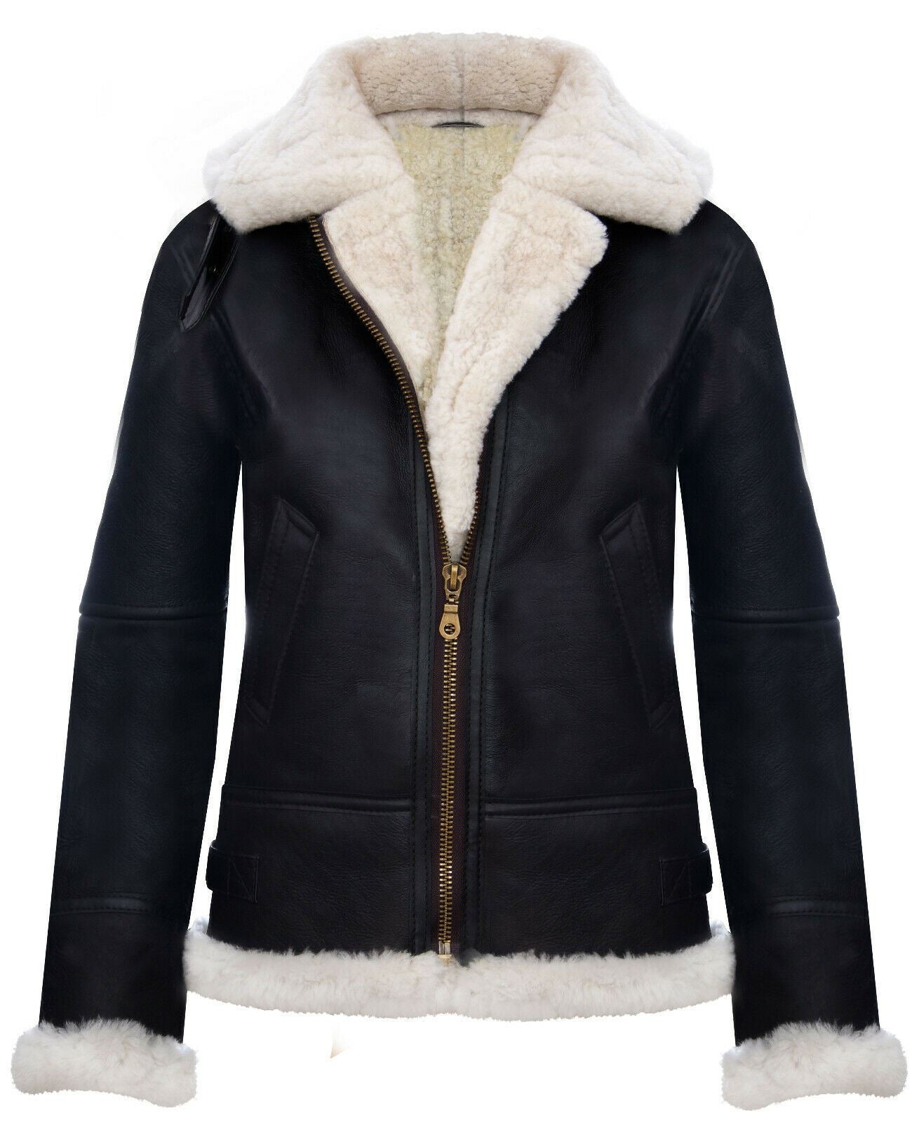 Womens Hooded Sheepskin Flying Leather Jacket-Palermo