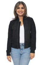 Womens MA-1 Suede Bomber Jacket-Arnhem