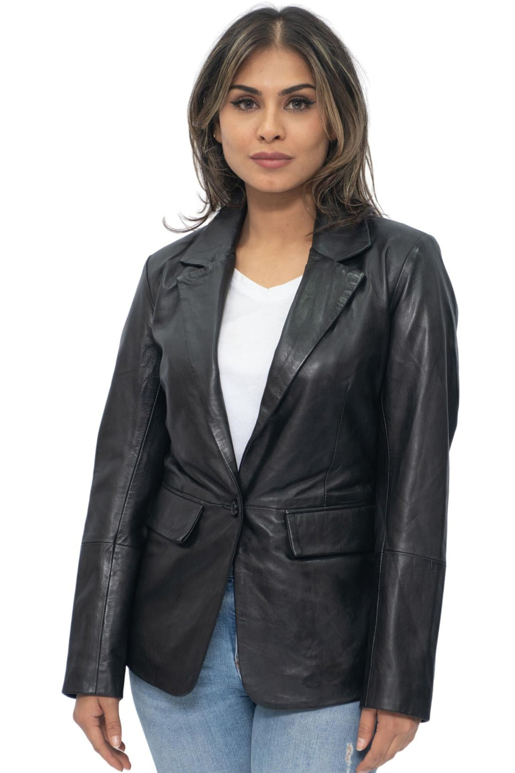 Womens Soft Leather Blazer Jacket-Apeldoorn
