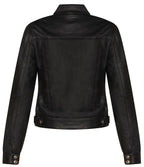 Womens Plain Leather Moto Biker Jacket-Braga