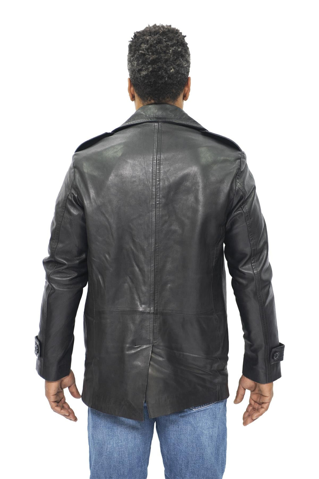 Mens Leather Peacoat-Amara