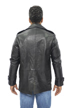 Mens Leather Peacoat-Amara