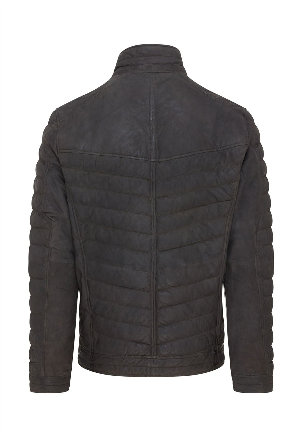 Mens Quilted Puffer Leather Bomber Jacket - Torpoint