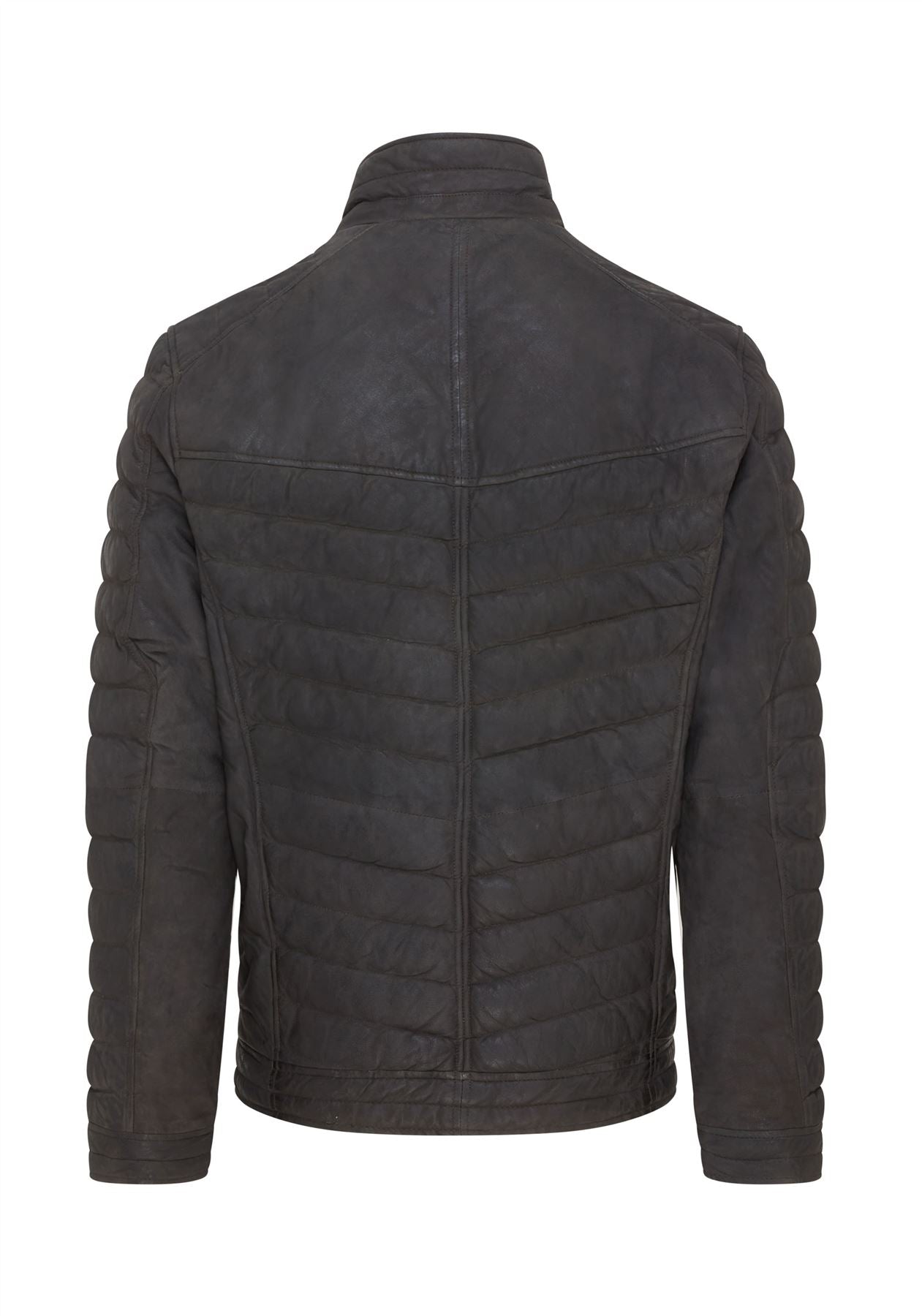 Mens Quilted Puffer Leather Bomber Jacket - Torpoint