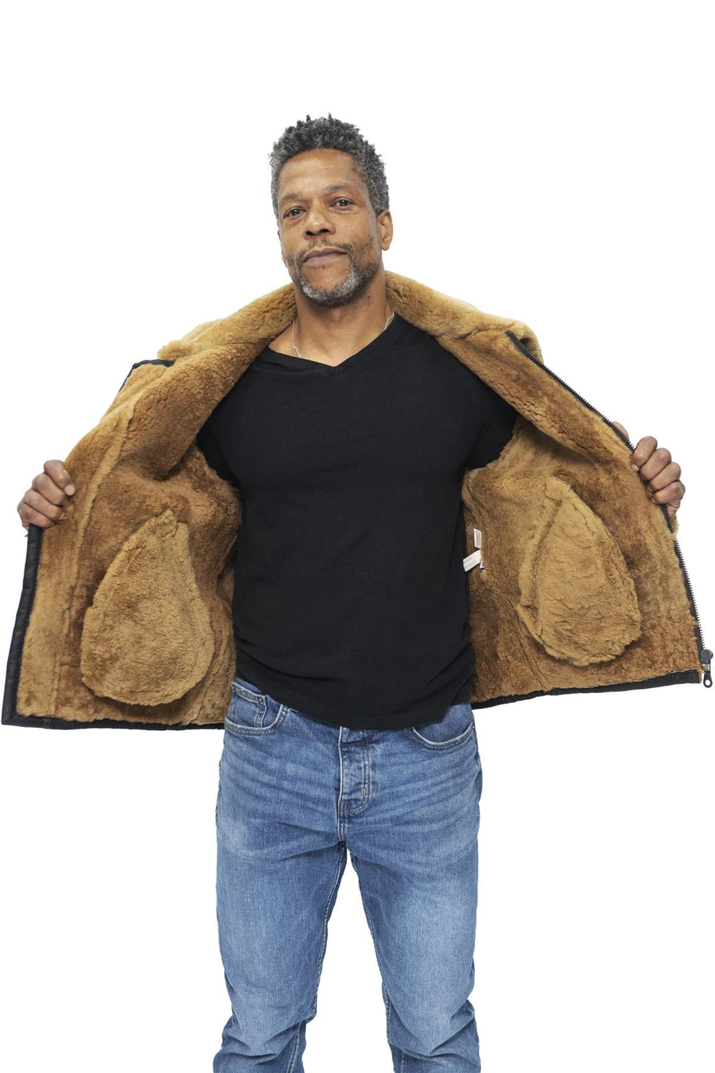 Mens B3 WW2 Leather Sheepskin Aviator Flying Jacket-Charleston
