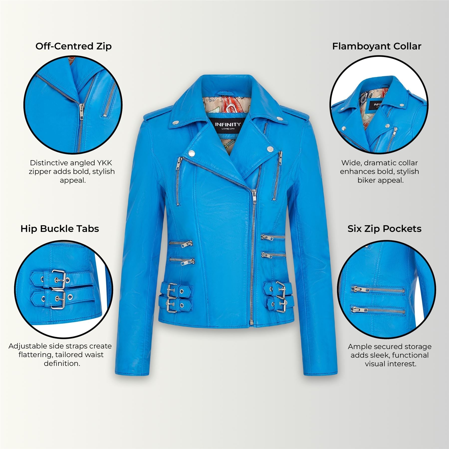 Womens Leather Vintage Brando Biker Jacket-Orlando