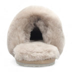 Women's Sheepskin Slippers Taupe Warm Winter Fur Mule - Aurora