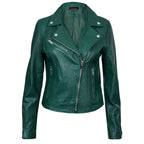Womens Leather Classic Biker Brando Jacket-Baku