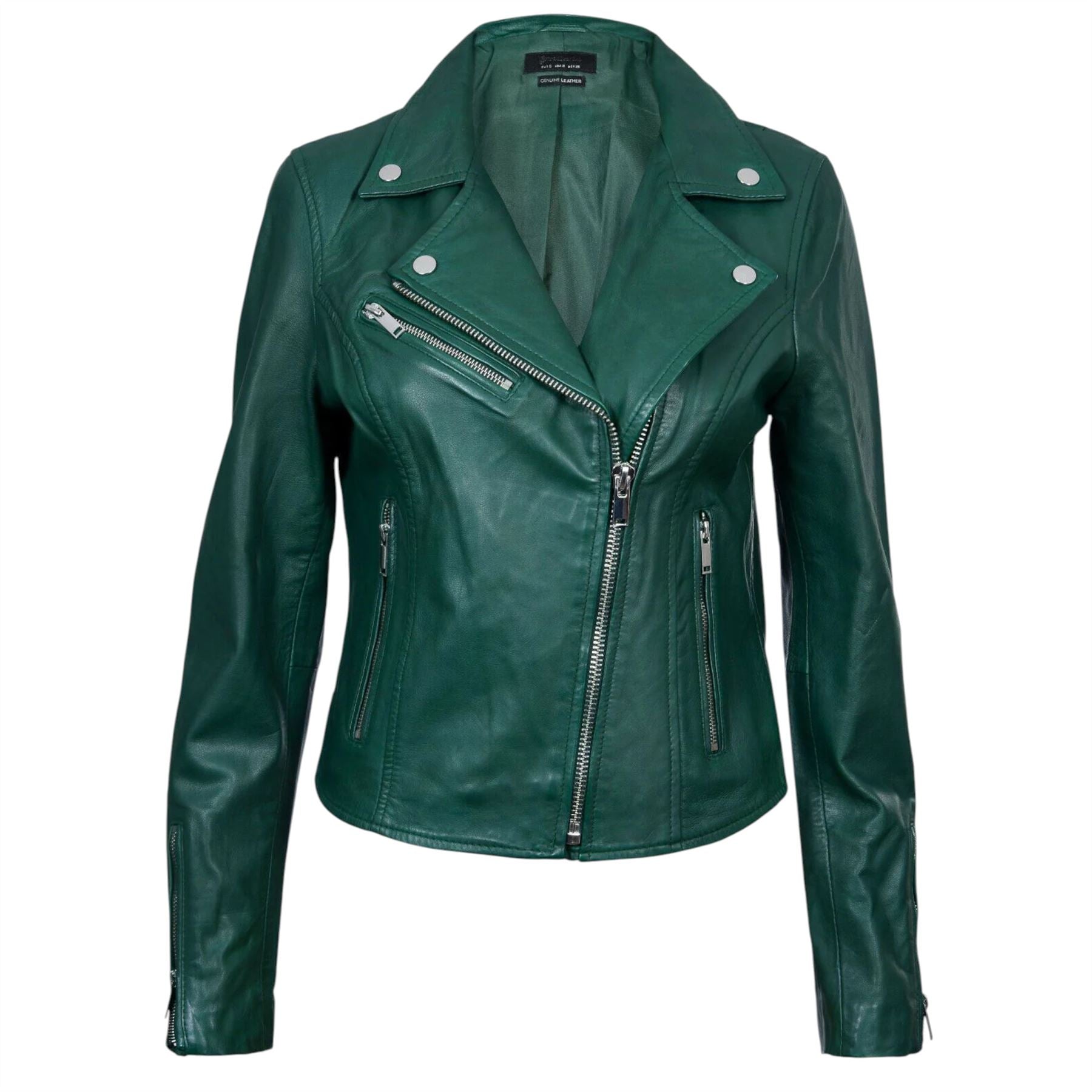 Womens Leather Classic Biker Brando Jacket-Baku