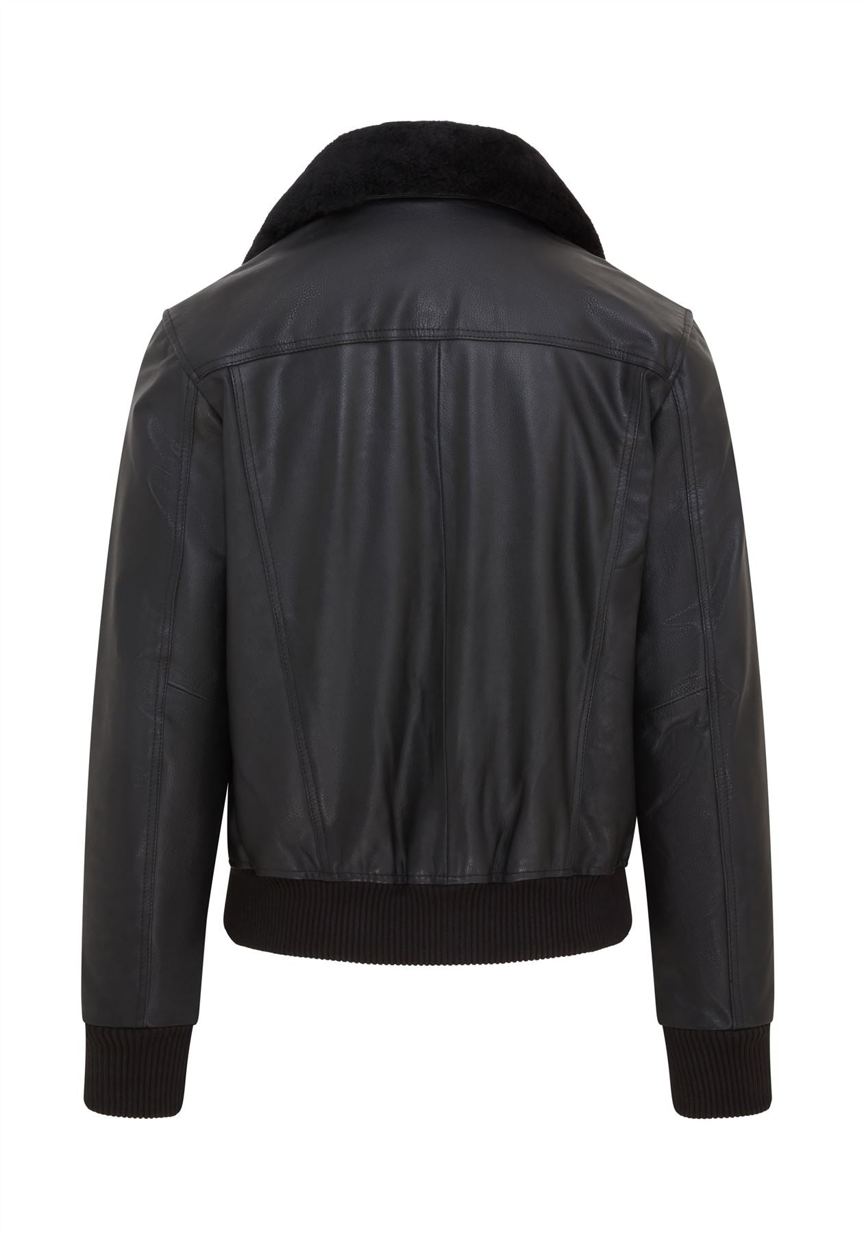 Mens Black Leather Cowhide Aviator Bomber Jacket  - Akhiok