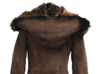 Womens Suede Toscana Sheepskin Hooded Trench Coat-Fribourg