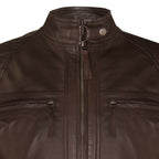 Men's Vintage Leather Quilted Biker Jacket-Monaco