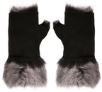 Womens Shearling  Mittens Fingerless Cuffs Toscana Suede Sheepskin Fur