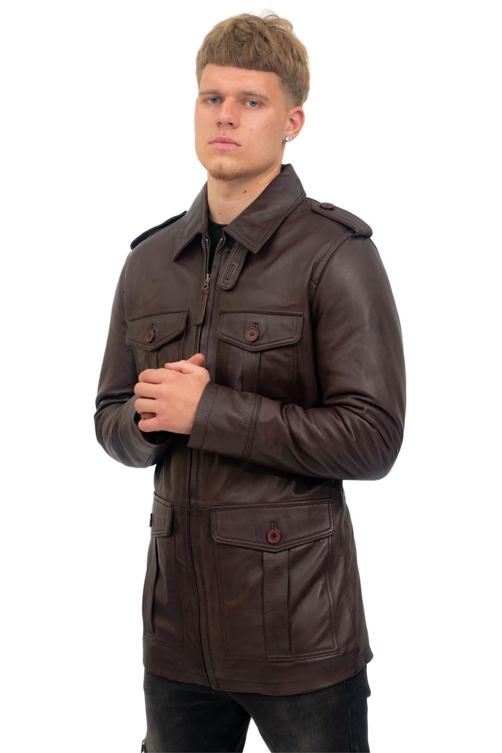 Mens Leather Parka Safari Coat-Mesa Verde