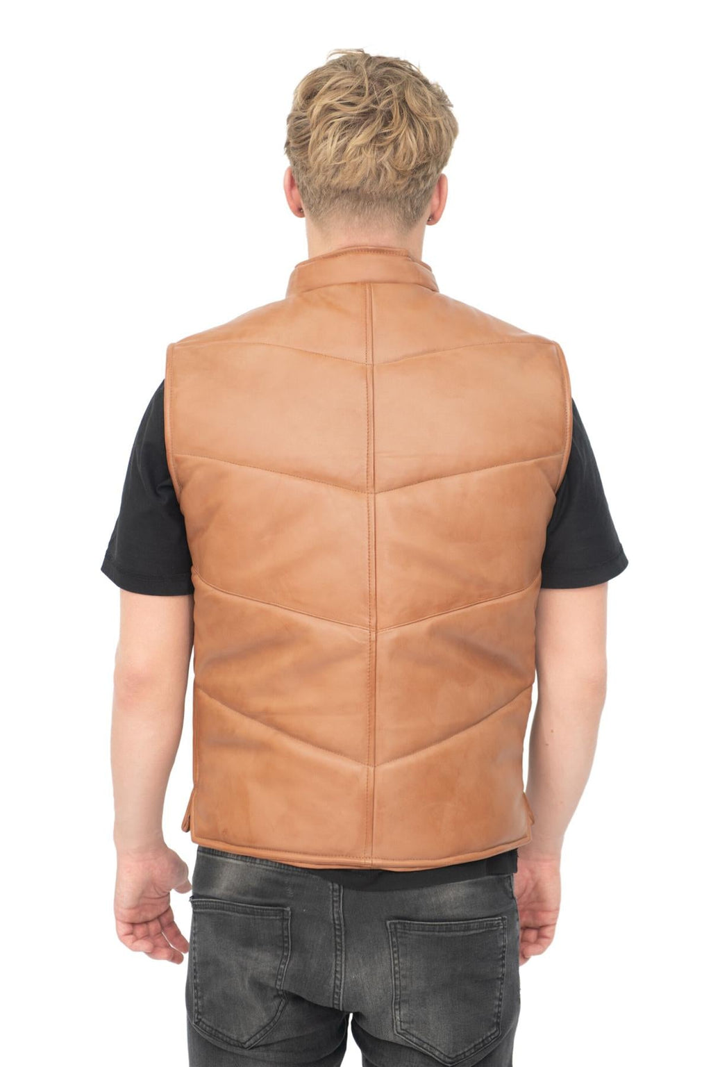 Mens Classic Leather Puffer Waistcoat-Nottingham