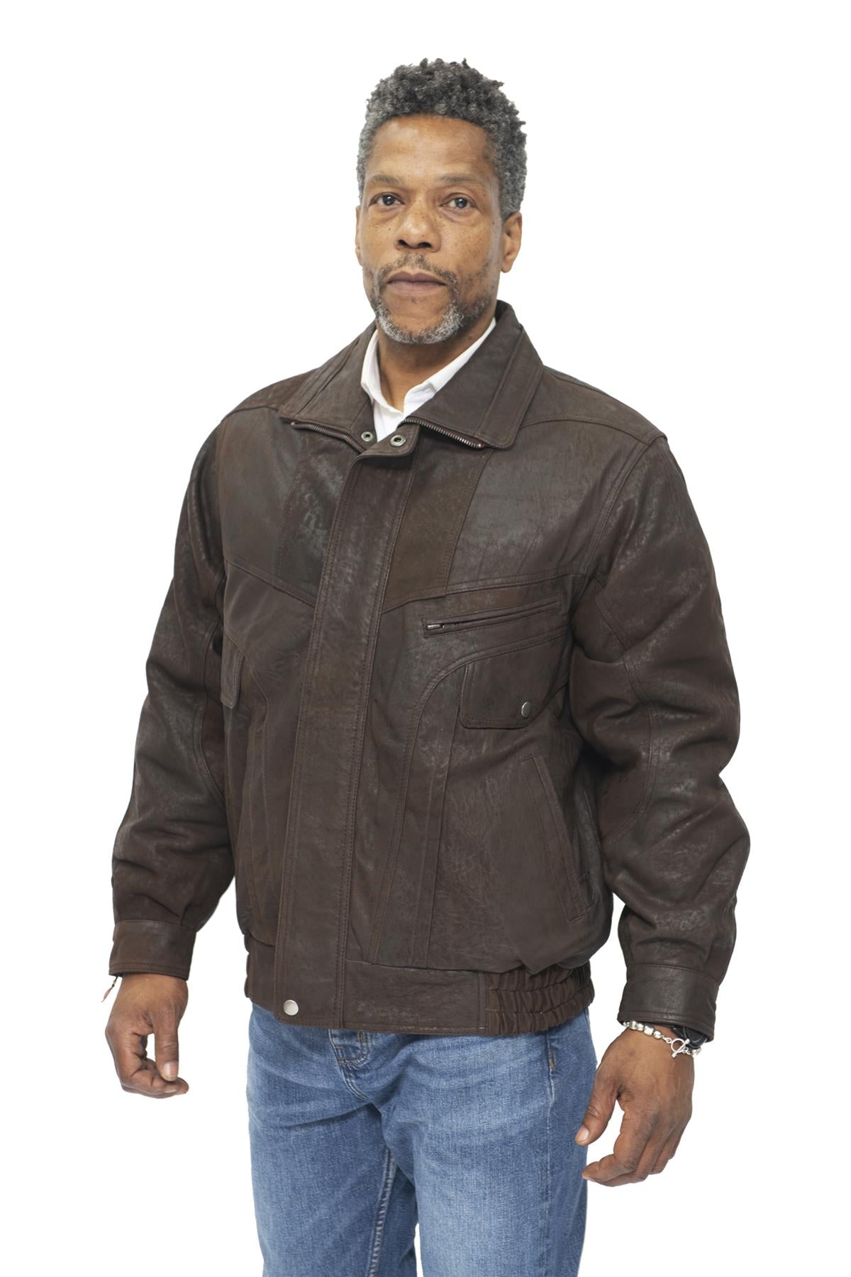 Mens Classic Harrington Bomber Leather Jacket-Minsk