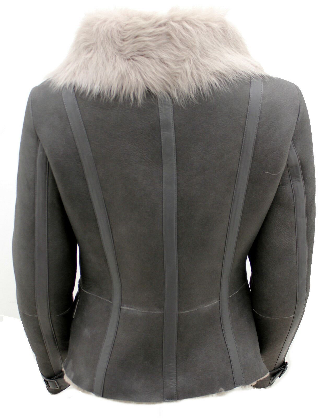 Womens Grey Toscana Shearling Flying Jacket-Teresina