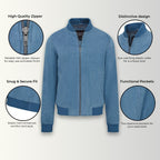 Mens Soft Goat Suede MA-1 Varsity Bomber Jacket  - Dalian