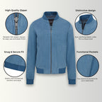 Mens Soft Goat Suede MA-1 Varsity Bomber Jacket  - Dalian