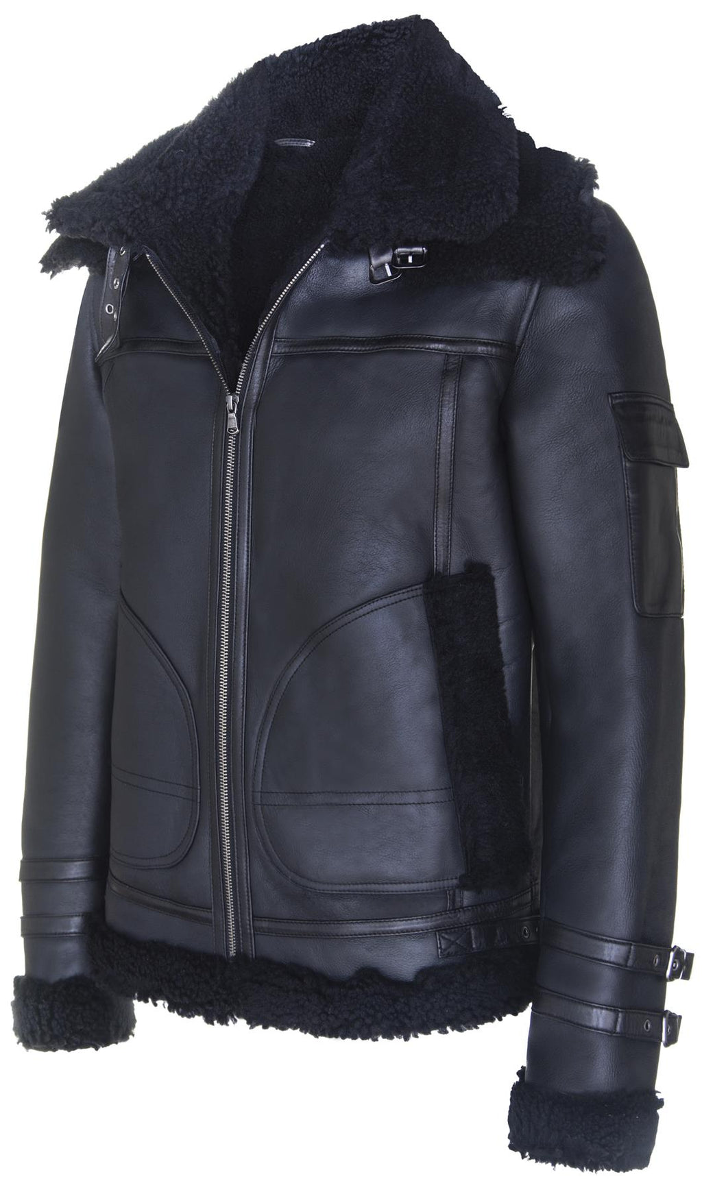 Mens Retro Biker Sheepskin Jacket-Avignon