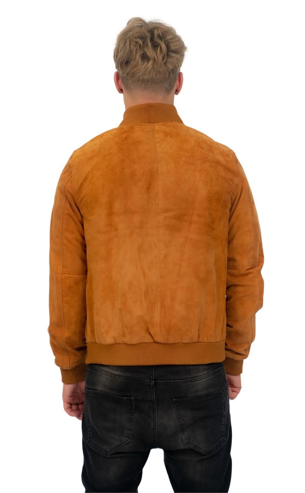 Mens Retro Goat Suede Varsity Leather Bomber Jacket-Athens