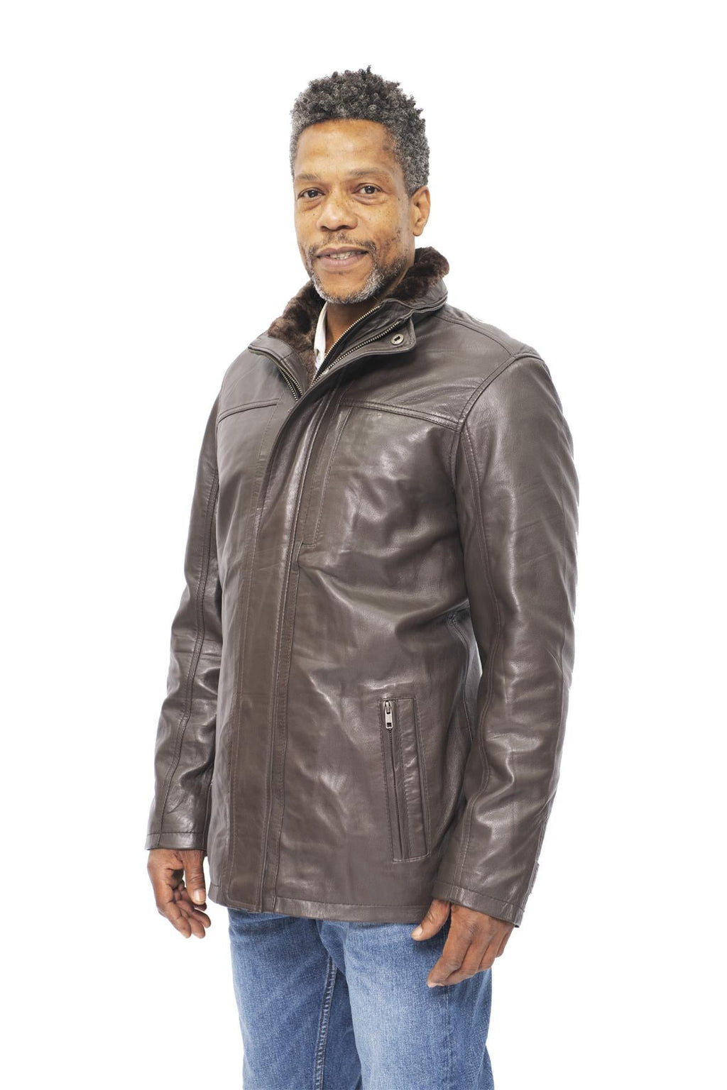 Mens Leather Mid Length Coat-Hanoi