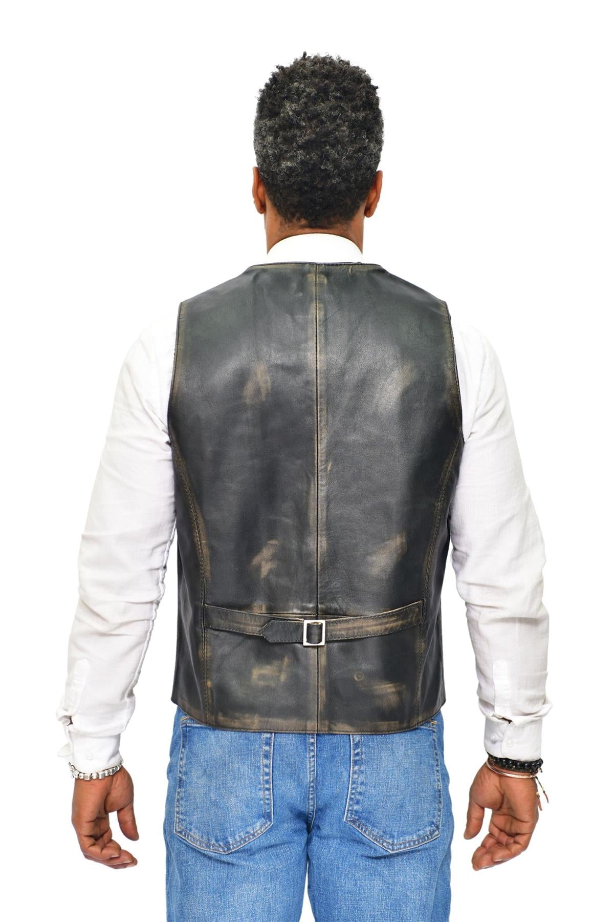 Mens Classic Leather Waistcoat-Chester