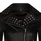 Womens Stud Goth Biker Leather Jacket-St. Albans