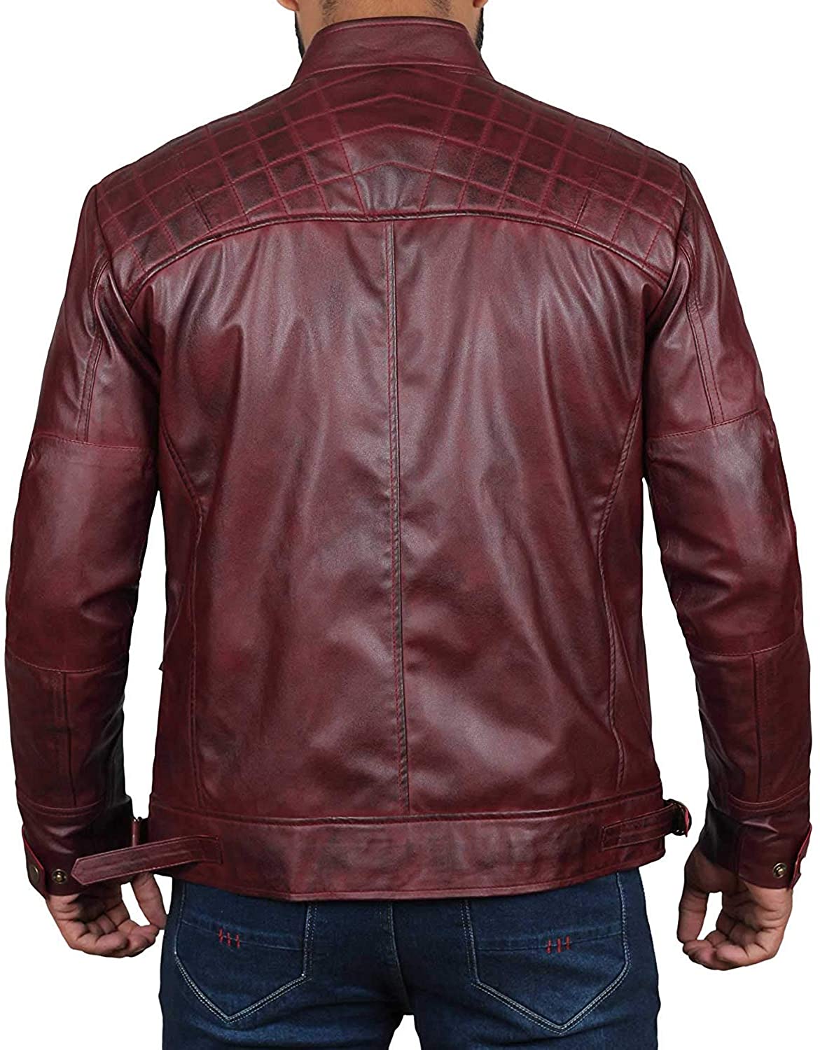 Men's Maroon Handmade Real Motorcycle Leather Jacket | Mens Genuine Sheep Leather Jacket | Mens Biker Leather Jacket | Winter Jacket | Christmas Day Gift | Gift For Him