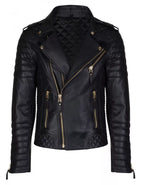 Alpha Black Leather Motorcycle Jacket with Armor for Men