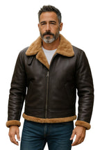 Mens B3 Aviator Real Sheepskin Leather Flying Jacket-Oxford