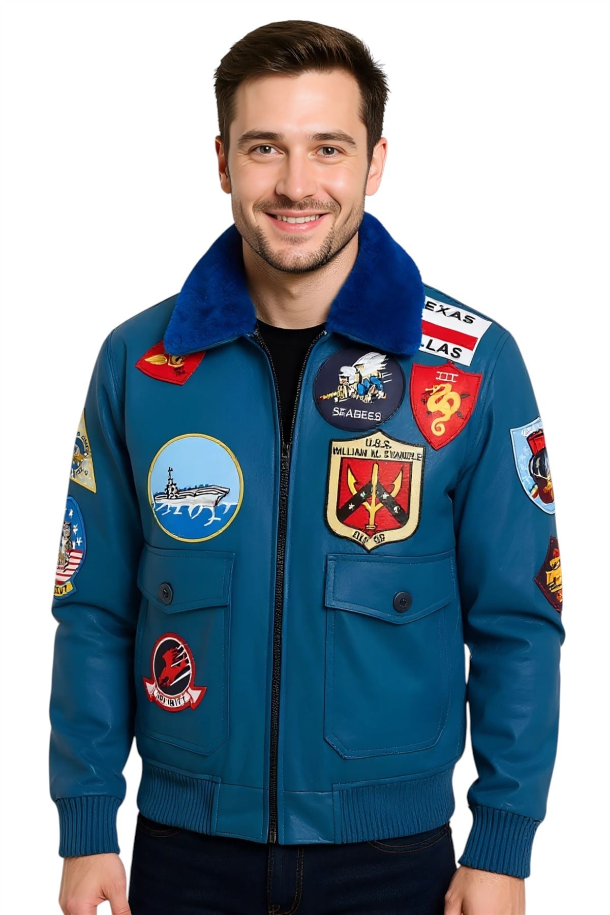 Mens Top Gun A2 Leather Bomber Jacket-San Diego