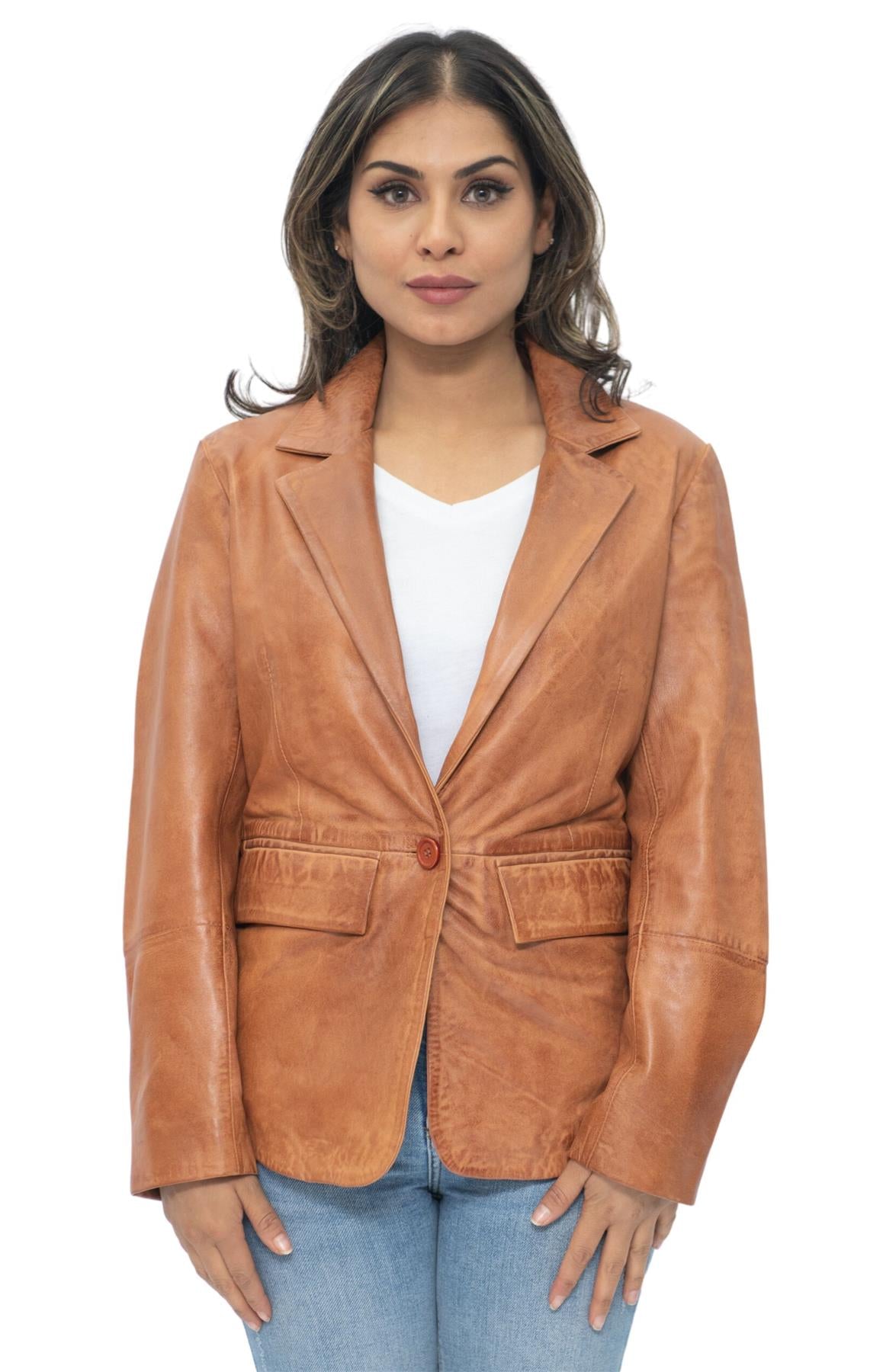 Womens Soft Leather Blazer Jacket-Apeldoorn