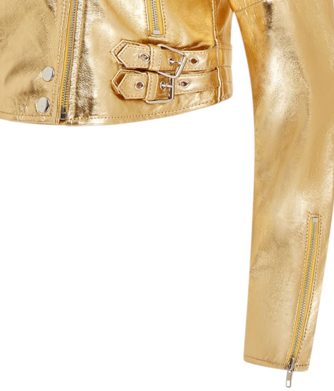 Womens Cropped Brando Leather Biker Jacket-Damascus