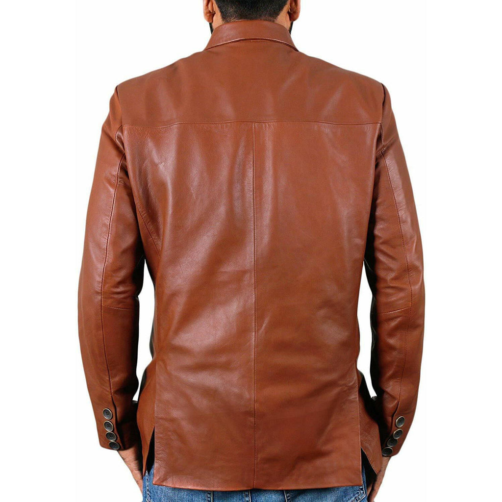 Brown Leather Jacket - Leather Blazer for Men Jacket | [1507105] Blazer, XL, Brown -Blazer Leather Coat