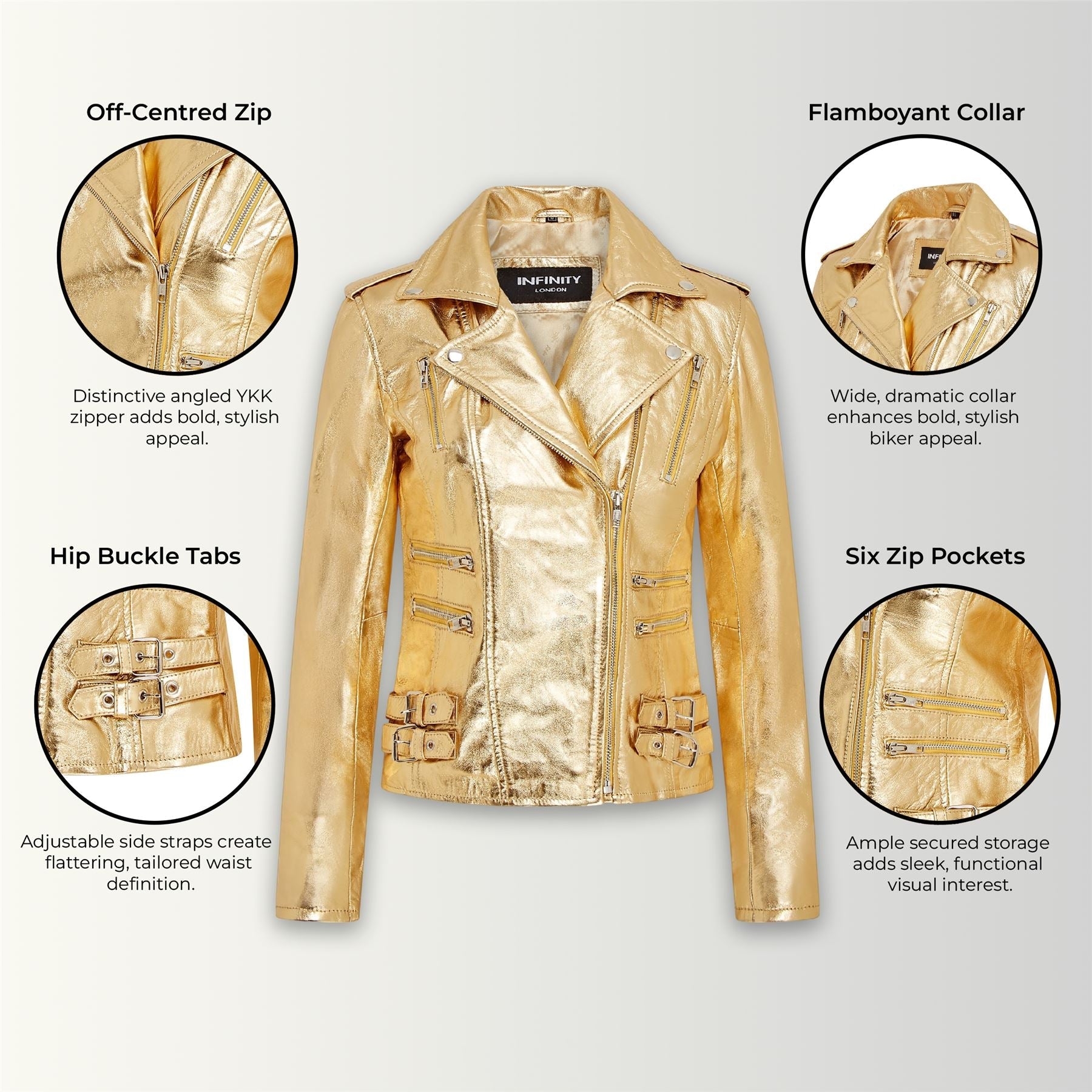 Womens Leather Vintage Brando Biker Jacket-Orlando