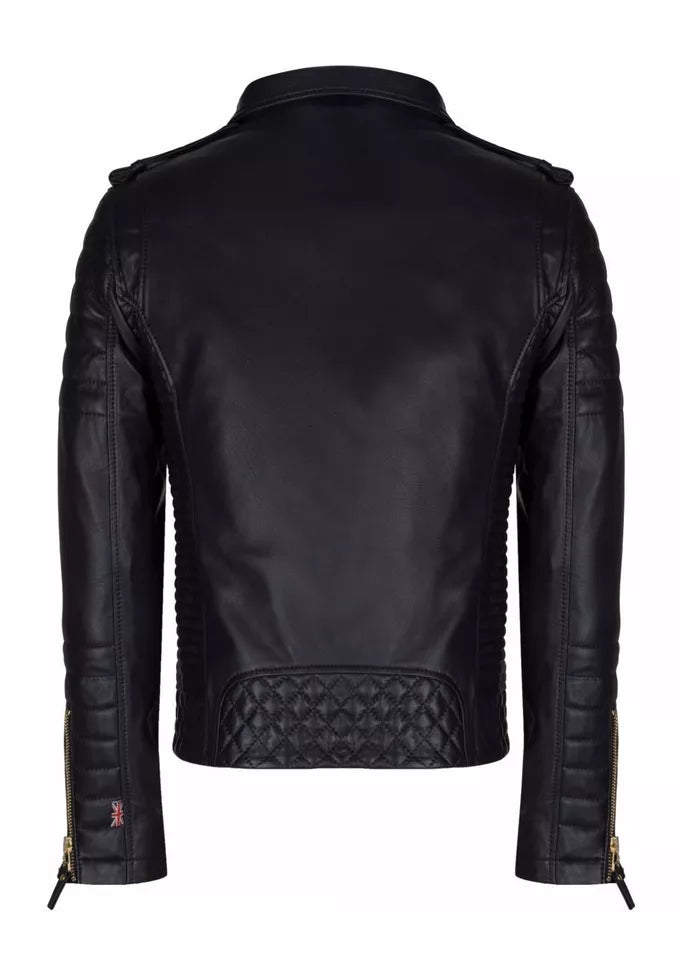 Alpha Black Leather Motorcycle Jacket with Armor for Men