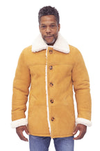 Mens Classic Sheepskin Car Coat-Auburn