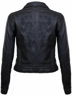 Womens Classic Leather Brando Biker Jacket-Loughton
