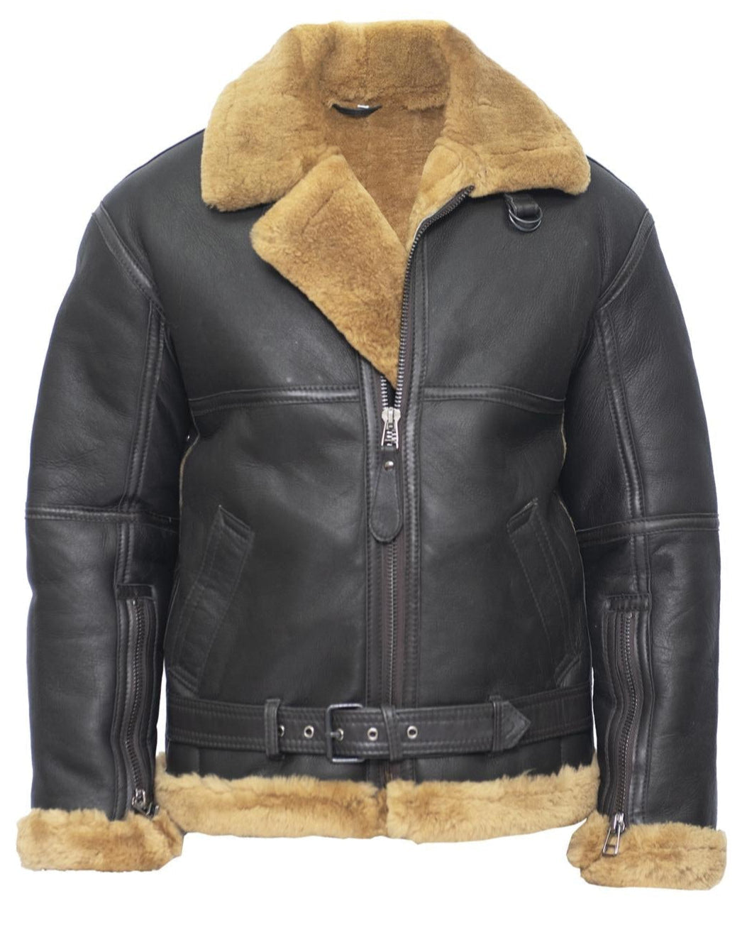 Mens RAF Sheepskin Leather Aviator Jacket-Skyfair