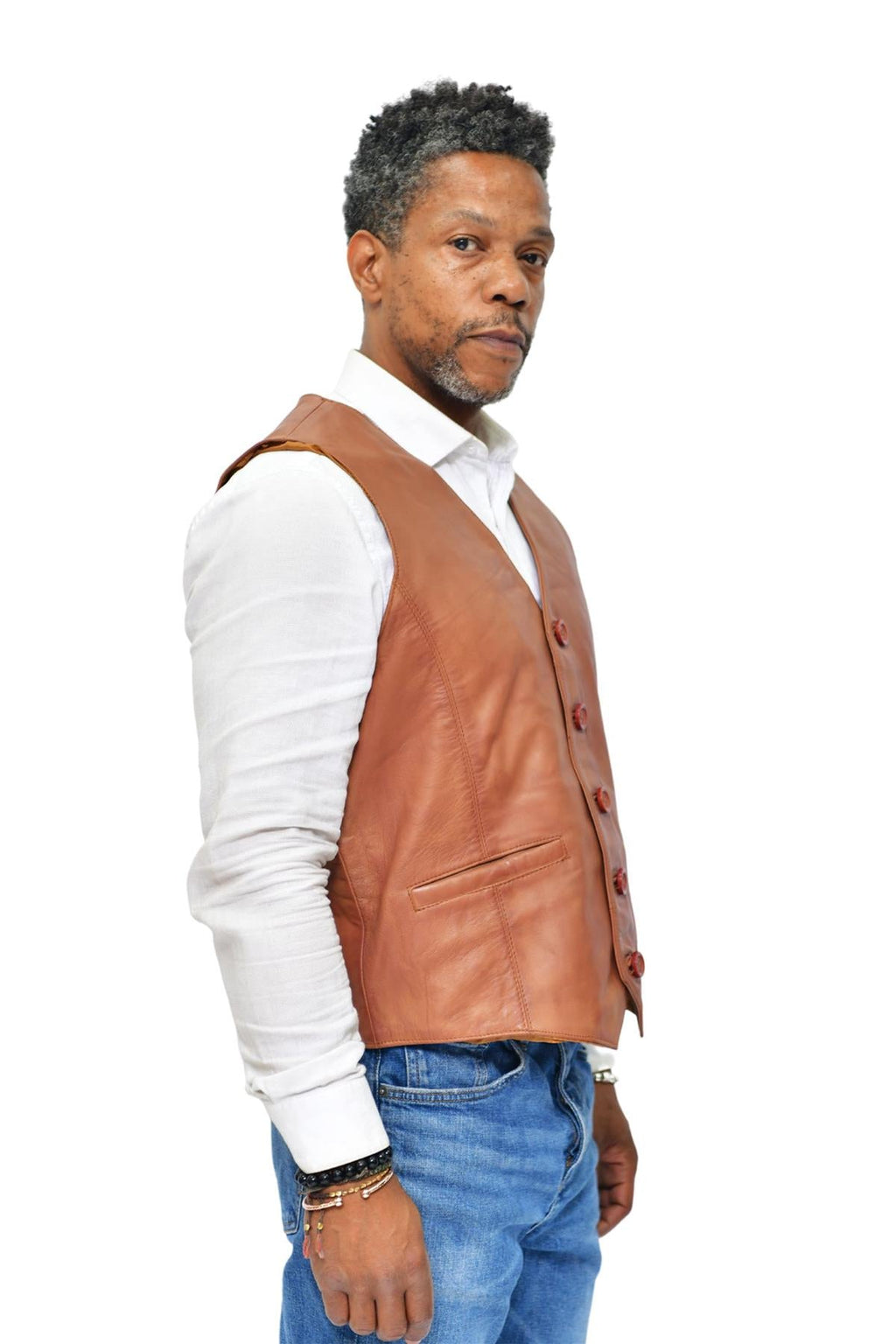 Mens Classic Leather Waistcoat-Chester