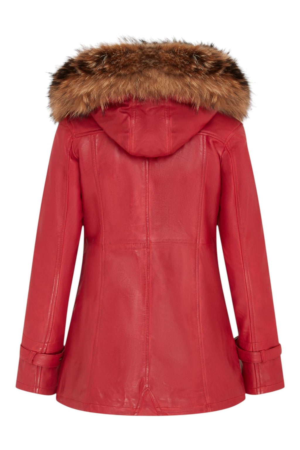 Womens Leather Hooded Parka Jacket-Putian