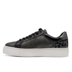Tamaris Womens Pewter Silver Faux Leather Fashion Lace Up Sneakers