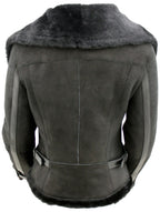 Womens Merino Sheepskin Aviator Leather Jacket-Asmara