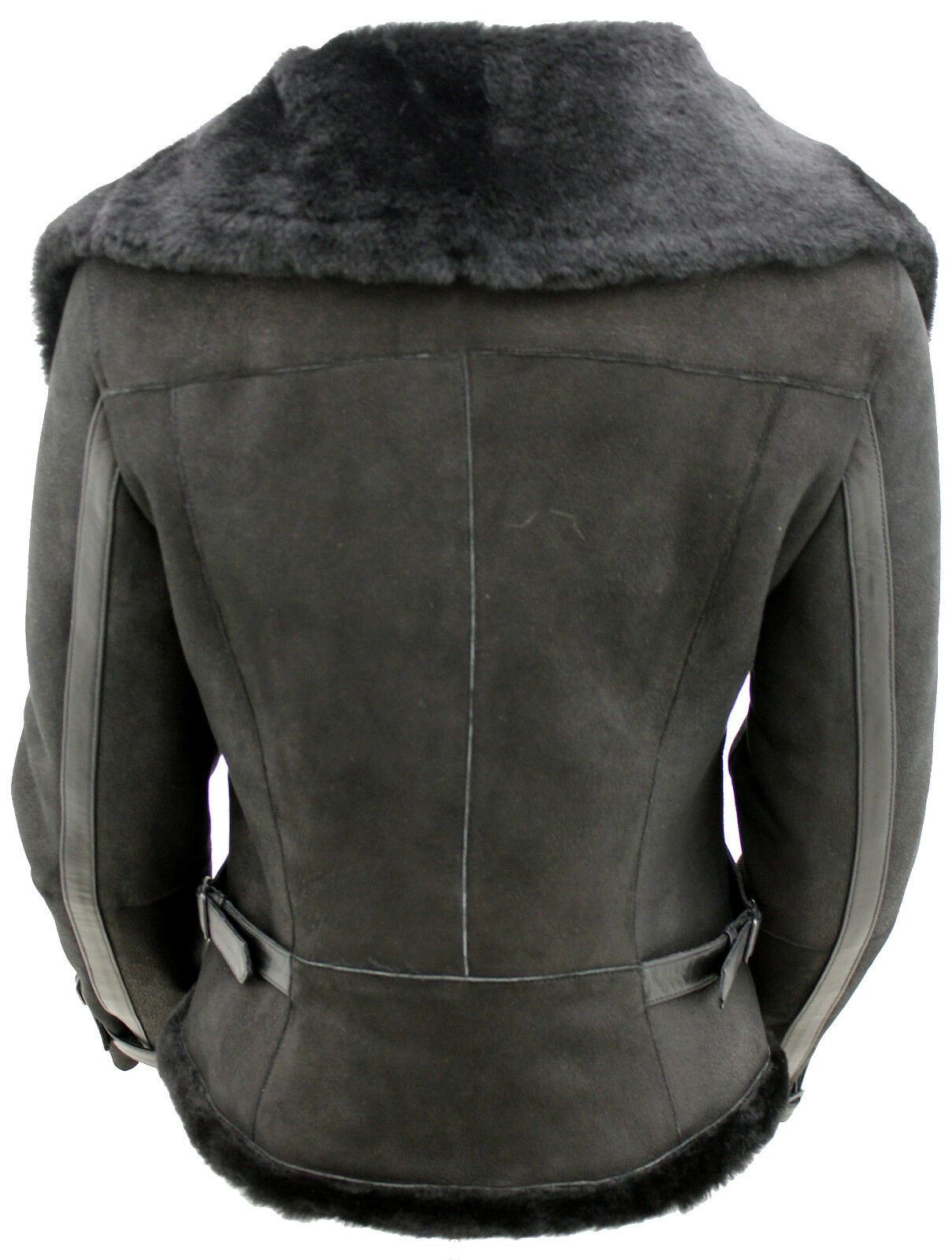 Womens Merino Sheepskin Aviator Leather Jacket-Asmara