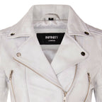 Womens Cropped Brando Leather Biker Jacket-Damascus