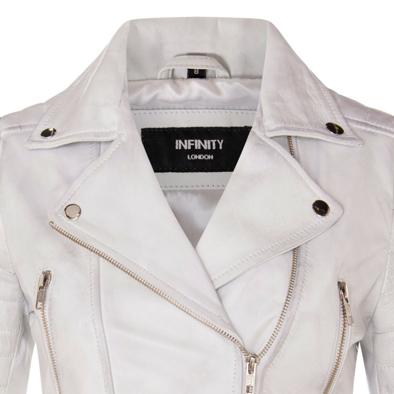 Womens Cropped Brando Leather Biker Jacket-Damascus